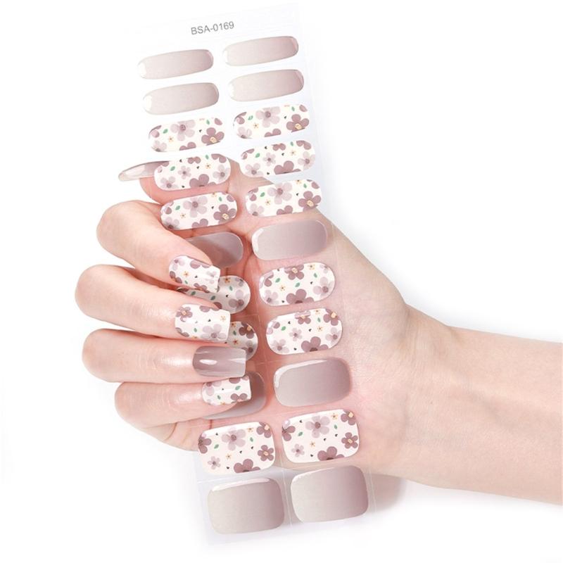 Gel Nail Stickers Full Cover Self Adhesive French Nail Strips Christmas Style Nail Wraps for DIY Manicure Home or Salon