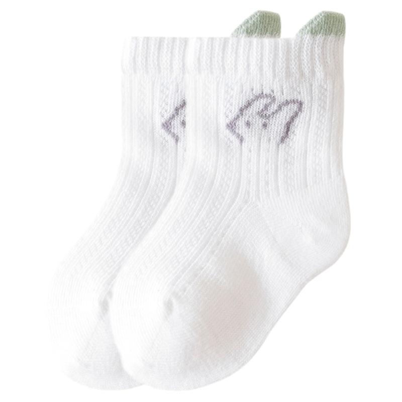 1 пара дышащих сетчатых школьных носков для девочек, эластичные, с мультяшным рисунком, чулочно-носочные изделия, мягкая ткань, однотонные носки до щиколотки C белый