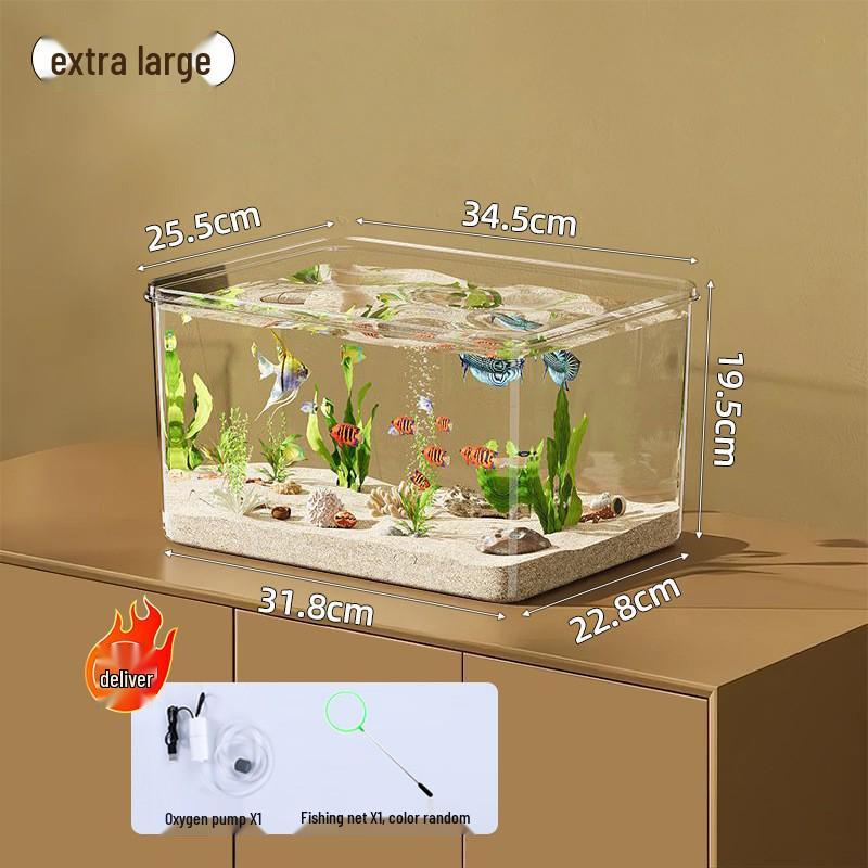 Acvariu Transparent Acrilic pentru Pești și Broaște Țestoase - Acvariu Mic de Birou Ecologic pentru Creștere în Sufragerie