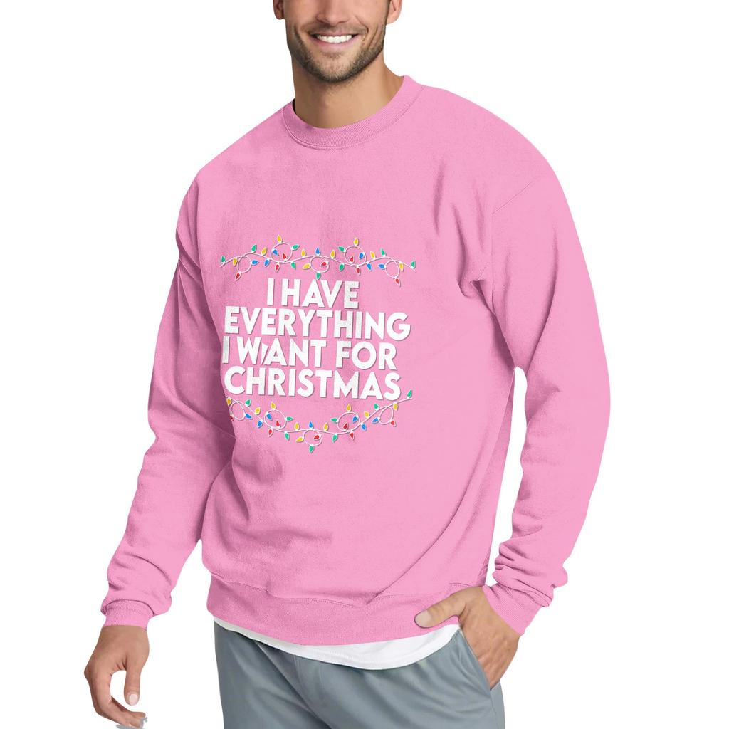 Christmas Print Loose Fit Round Neck Sweatshirt For Men