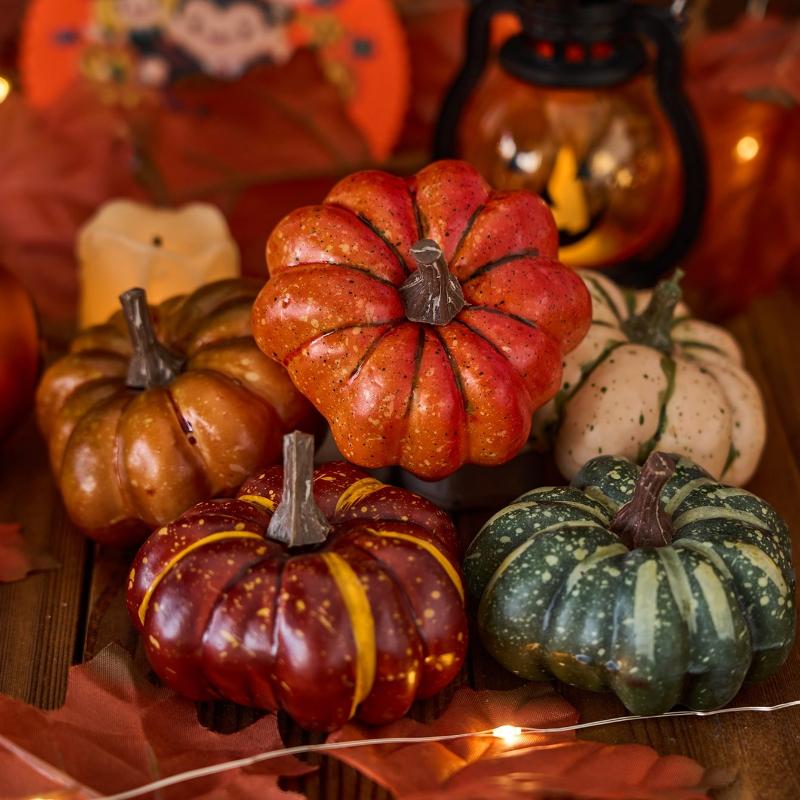 2 SZT. Sztuczne Dynie Realistyczna Symulacja Mieszane Dynie Sztuczne Dynie na Festiwal Halloween Święto Dziękczynienia Jesienne Żniwa Dekoracja Domu Halloween