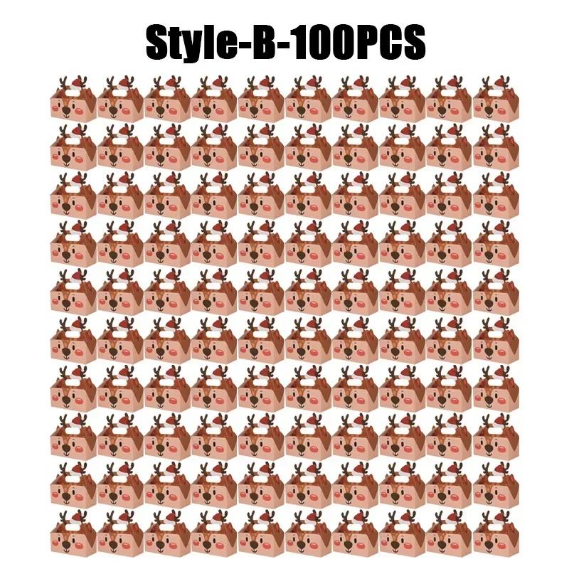 Weihnachtsgeschenkbox Quadratische Süßigkeitenboxen mit Griff Kekskuchen Gebäckboxen Leckerli-Verpackungsbox Party-Geschenkboxen Partyzubehör