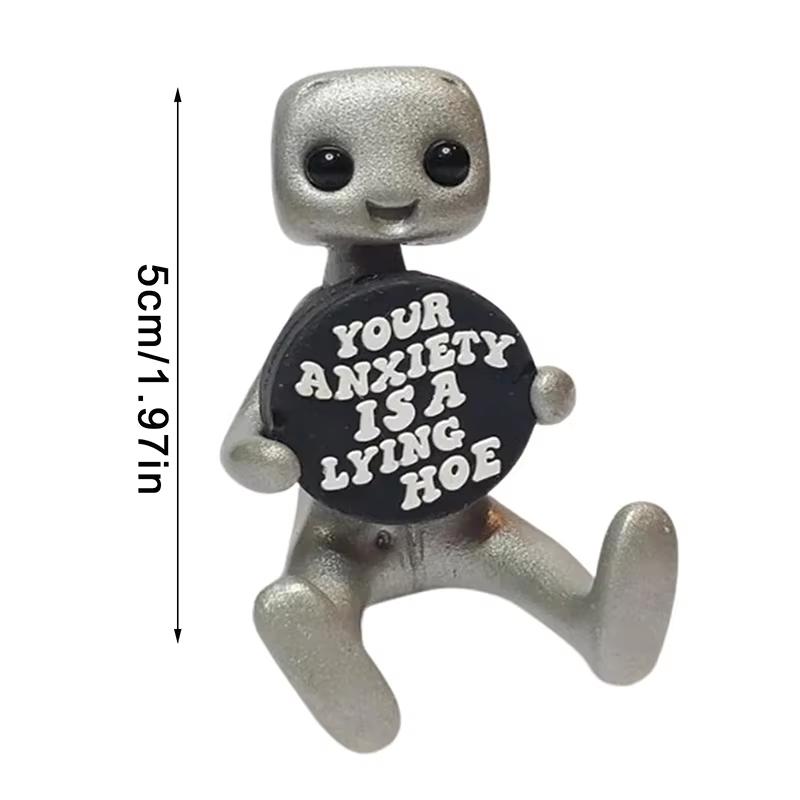 A Type Your Anxiety Is A Lying Hoe Robot Schattig Klein Figuur Mentale Gezondheid Hars Bureau Ornamenten Kinderspeelgoed Cadeaus Robot Figuur