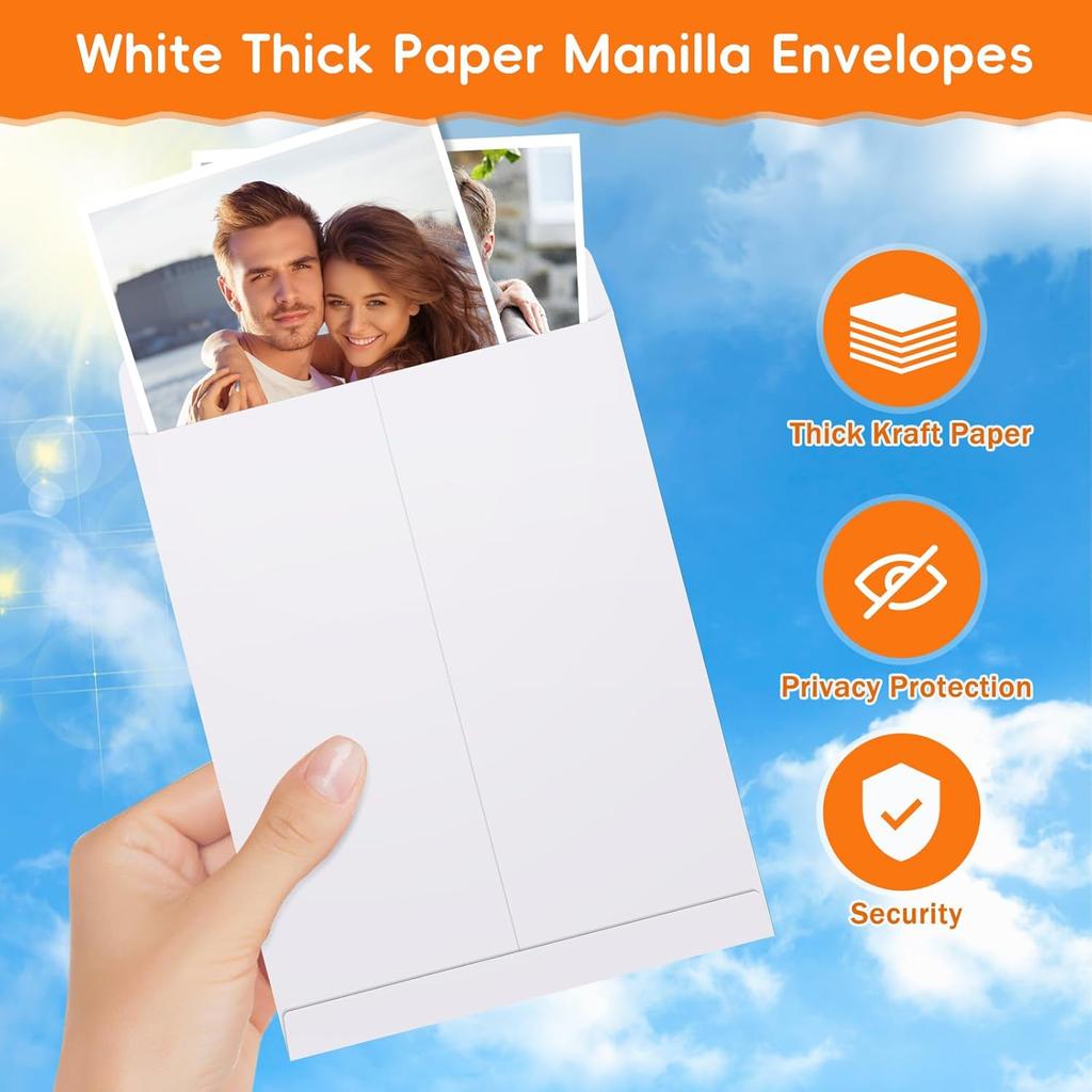 50 Pack 6x9 Envelopes Self Seal, White Catalog Mailing Envelopes 6 x 9 Manilla Envelopes for Mailing, Organize, Storage, Home, Office Business