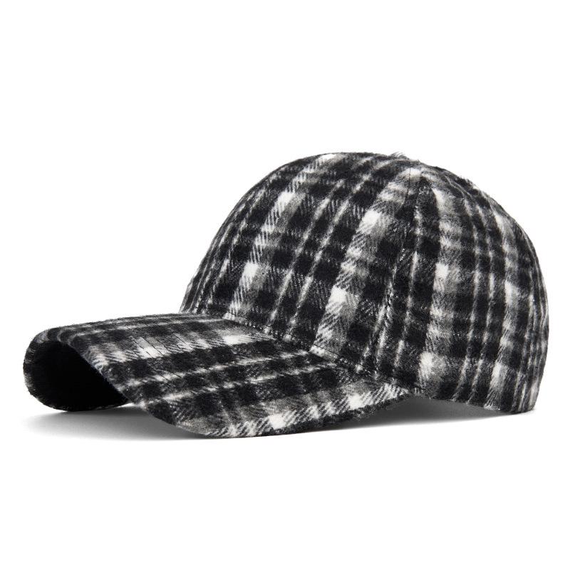 Unisex Autumn/Winter Classic Plaid Baseball Cap - Hard Top Duckbill Sun Hat