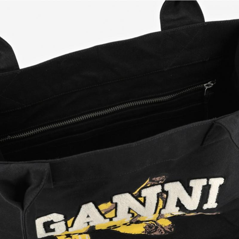 Ganni Large Banana Logo Easy Shopper Tote Bag A6897 099