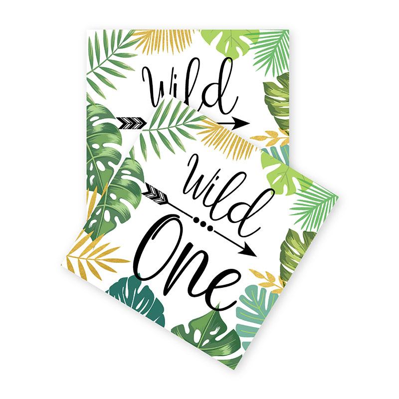 

Wild One Palm Leaves Animal Napkins Kid Jungle Safari theme1st Birthday Party Decoration Baby Shower Disposable Tissue Supplies