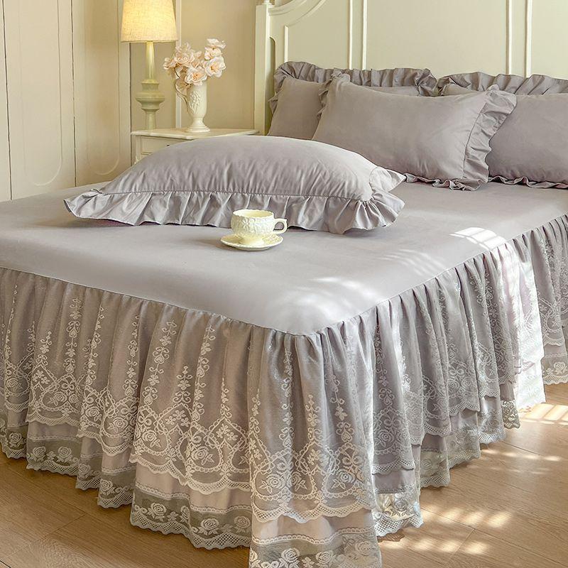 Bedroom Household Single-piece Sanding Bed Skirt Solid Color Skin-friendly Bedspread Bed Cover Bedroom Student Dormitory Sheets