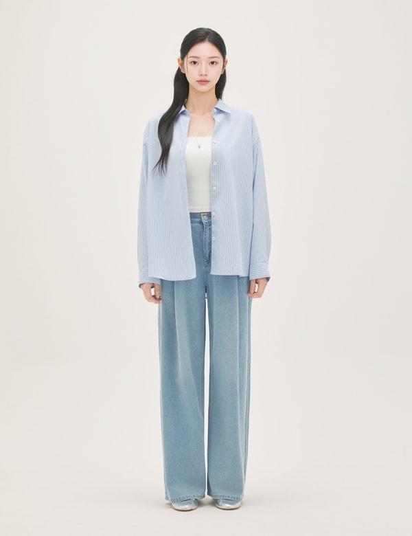 Roem Back Elastic Wide Denim Pants Rmtjg26G14