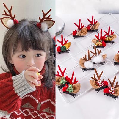 2 Stück/Los Neujahr Weihnachten Haarnadel Kinder Haarspangen Schleife Hirsch Weihnachtsmann Kinder Weihnachts-Kopfschmuck Mädchen Kinder Haarschmuck