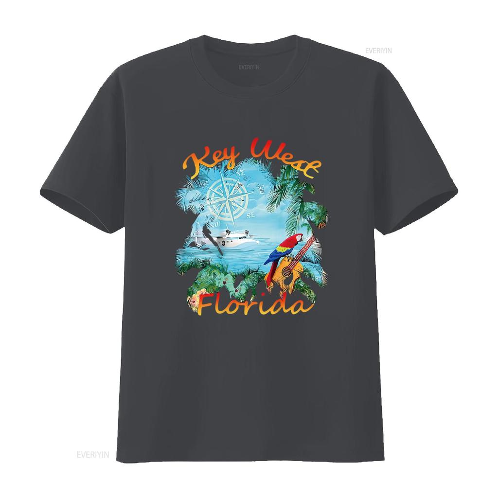Mens Key West Island Music T Shirt White 2XL vintage Washed Versatile Casual Soft Unisex Comfortable designer clothes graphic