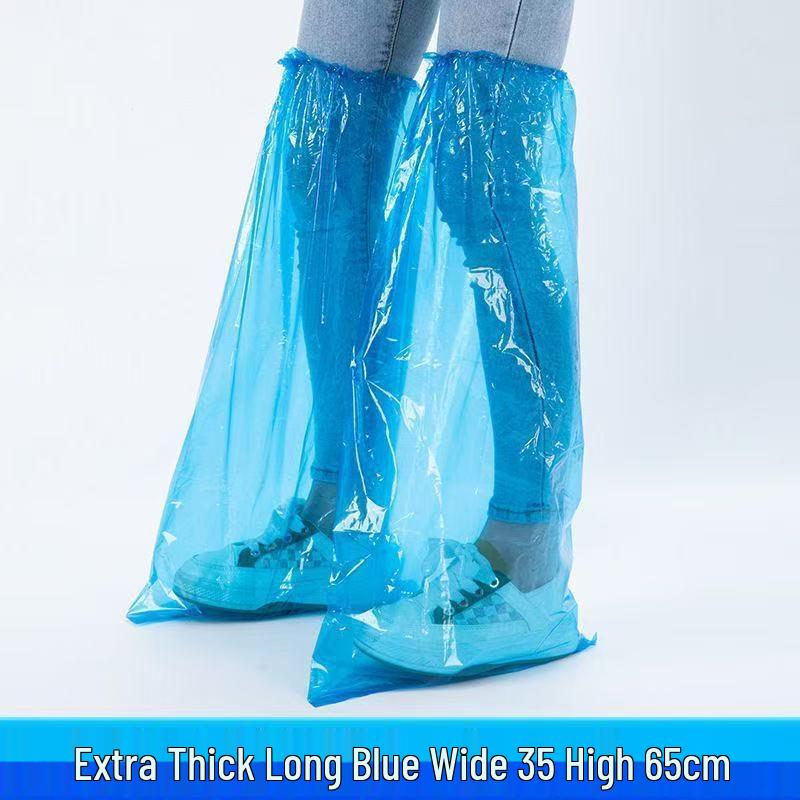 Thickened Waterproof Non-Slip Disposable Over-the-Knee Shoe Covers for Adults - Transparent Rainproof Overshoes