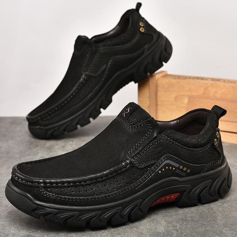 2026 New High Quality Men's Shoes Genuine Leather Casual Shoes Waterproof Work Shoes Cow Leather Loafers outdoor hiking shoes