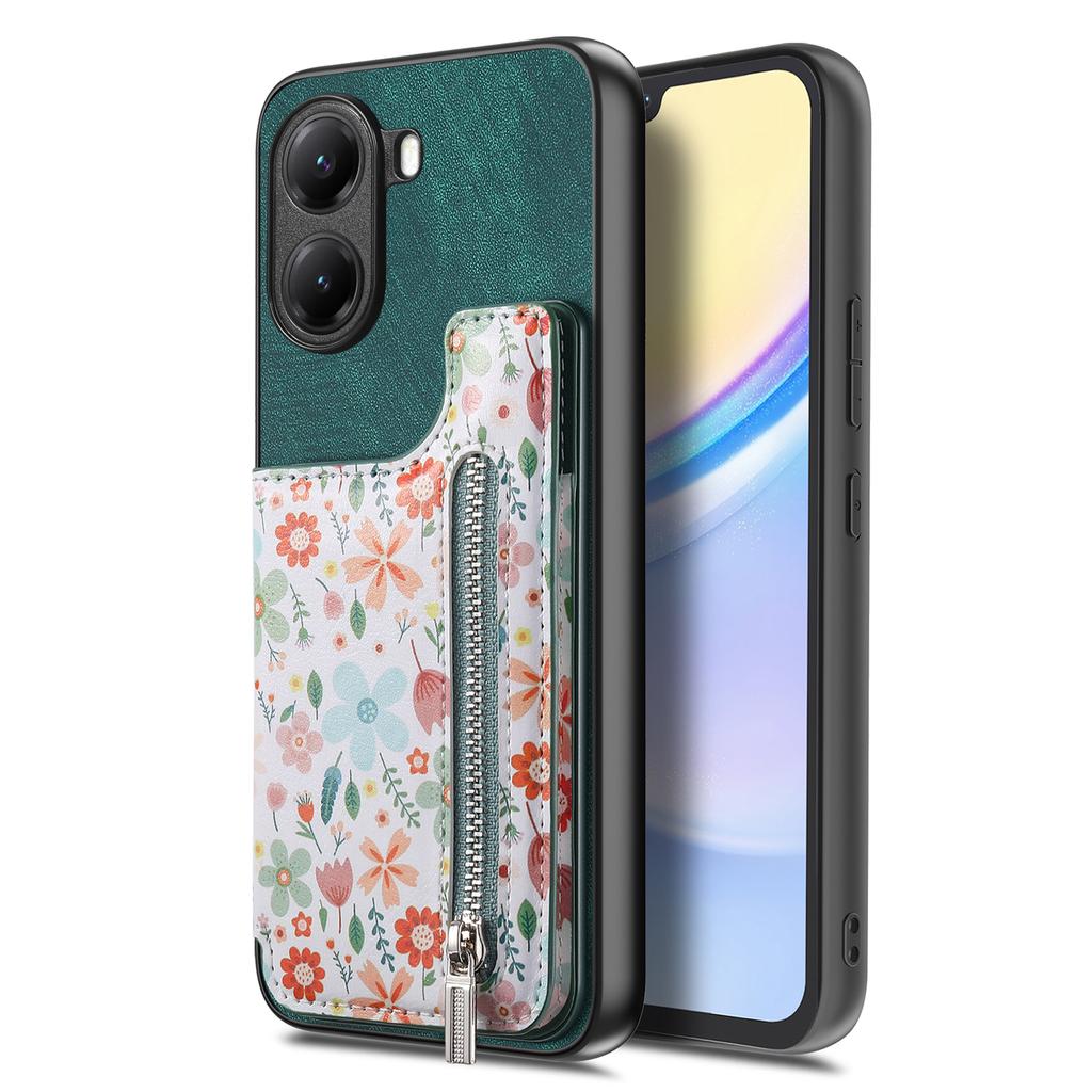 For Xiaomi Poco X7 Pro 5G/Xiaomi Redmi Turbo 4 5G Leather Phone Cover with RFID Blocking Zipper Card Bag Kickstand