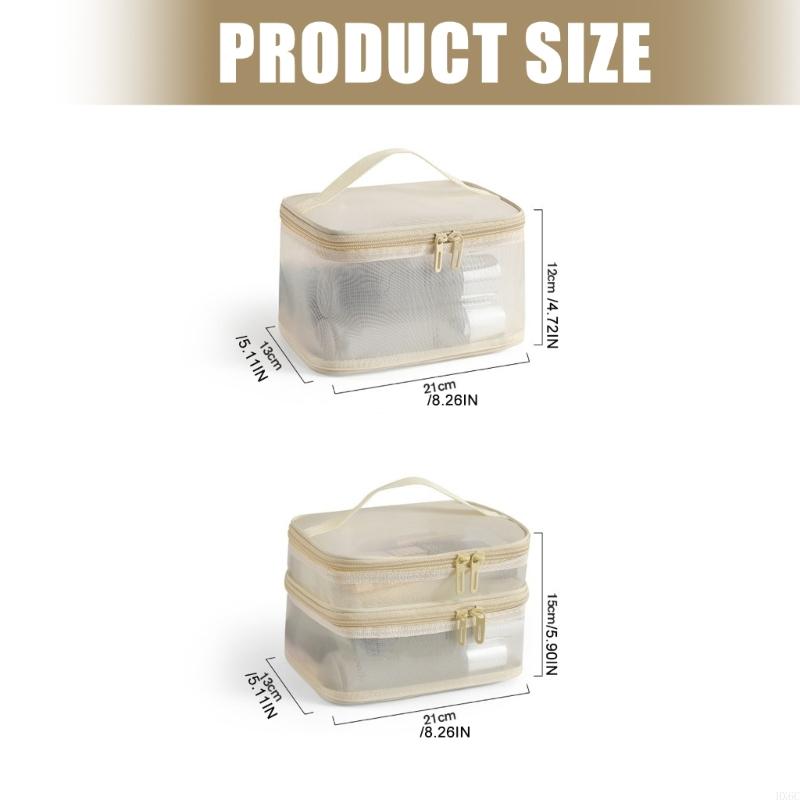 Double Layer Mesh Cosmetic Organizers Bag Durable Travel Toiletry Storage HX6C