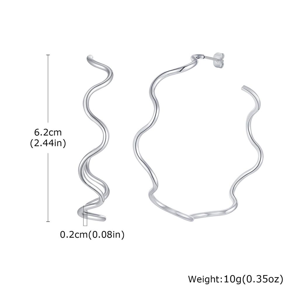 Jewelry Fashion Collar Exaggerated Earrings Stainless Steel Line Wave Necklace 18K Gold Ladies 1809