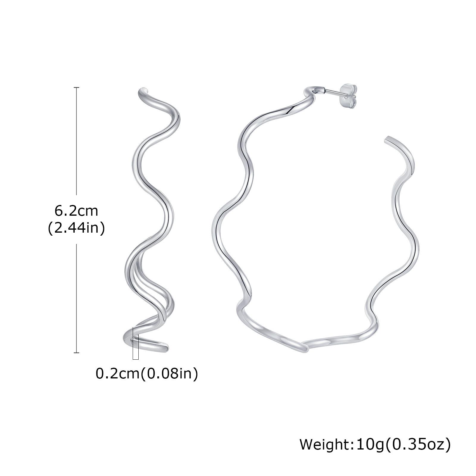 Jewelry Fashion Collar Exaggerated Earrings Stainless Steel Line Wave Necklace 18K Gold Ladies 1809