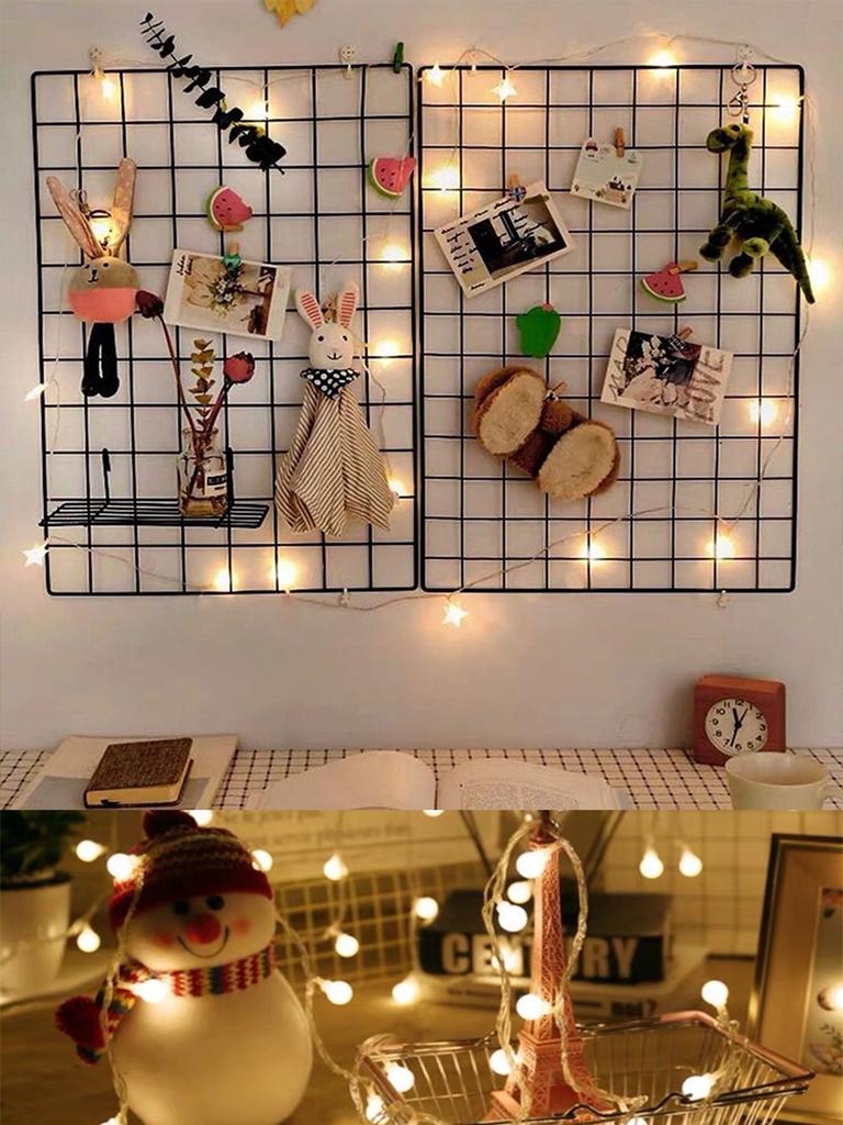 Metal Decorative Storage Basket DIY Iron Grid Flower Pot Hanging Shelf Wall Art Mounted Frame Mesh Display Rack Home Decoration