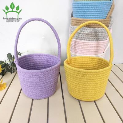 Handwoven Cotton Thread Storage Basket - Desktop, Toys, Cosmetics, Jewelry, Wall-Hanging Organizer