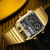 SANDA Electronic Watch Men Square Steel Band Digital Wristwatch Temperature Measurement Stopwatch Timing Multifunctional Watch