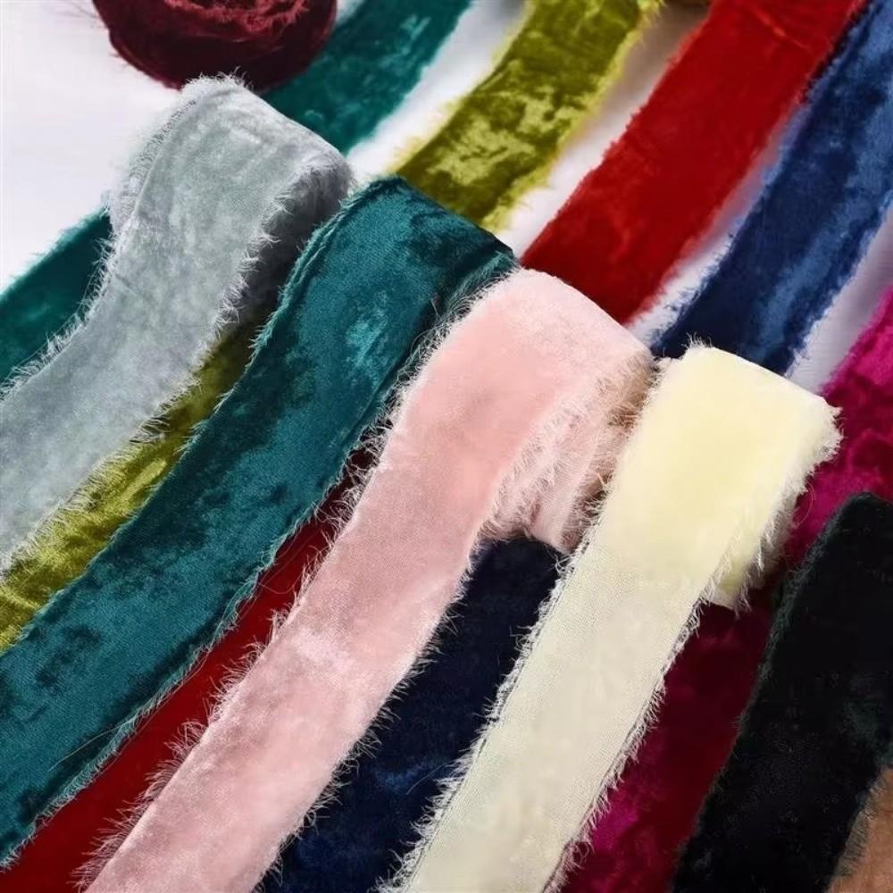 1 Meter Velvet Ribbon Velvet Thickening Ribbon Frayed Edged Ribbons Frayed Edge Gift Packing Ribbon Christmas Party Decorations