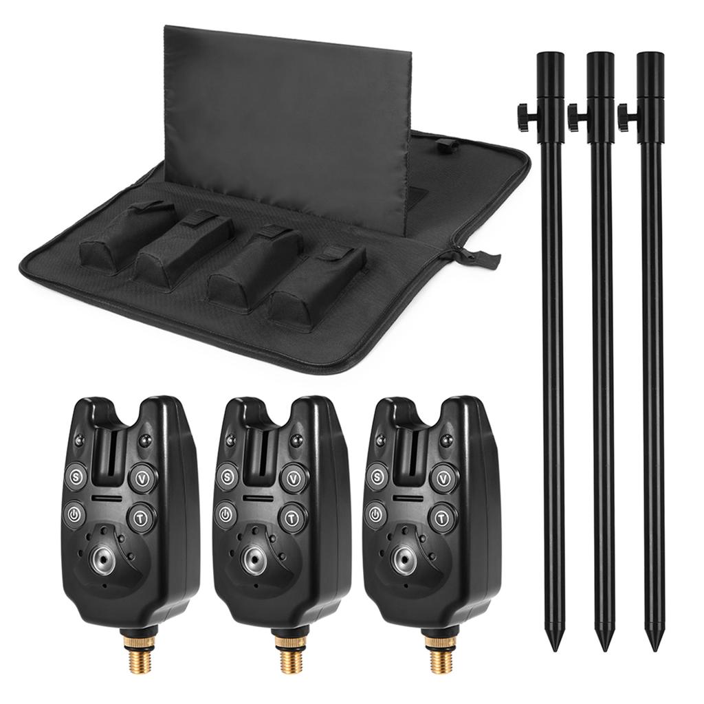 Alarme pentru mușcături de pescuit Set de bănci de pescuit cu geantă de instrumente de pescuit căptușită