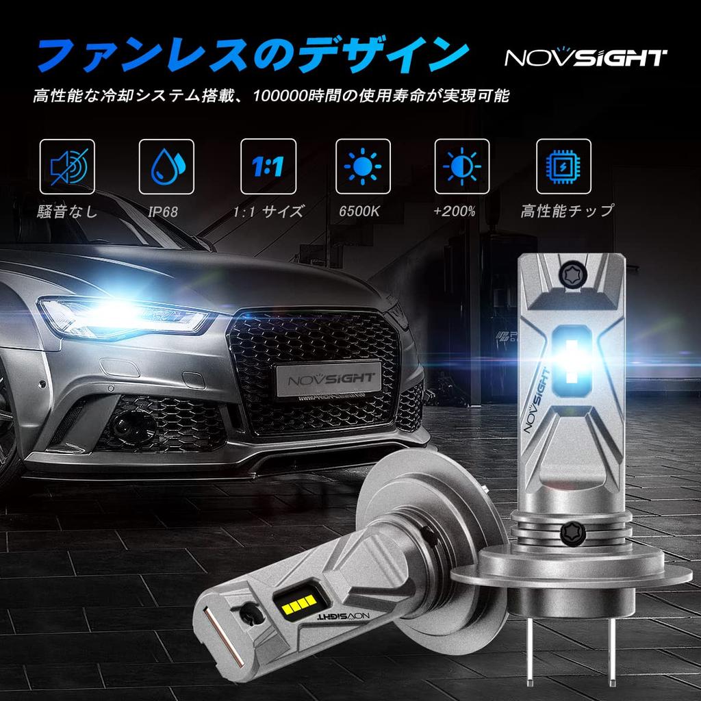 NOVSIGHT H7 LED Headlight, H7, Small, 5,000 Lm, 6500k, 50W, For Cars and Motorcycles,