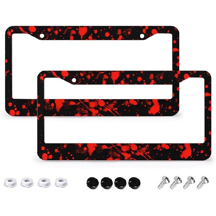 Tropical Palm Leaves License Plate Frames - 2 Pcs Set 2 Holes Metal Aluminum Auto Car Accessories Decoration License Plate Frame 6.3" X 12.2" Fit US