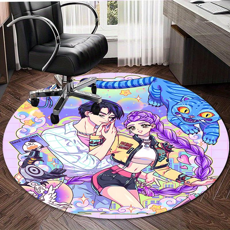1pc KPop Demon Hunters18 Design Printed Area Round Carpet for Bedroom Living Room Home Decor Rugs Mat Non Slip Mat Rug for Bedside