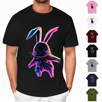 Easter - Men's Casual Baggy Bunny  Print T-shirt Round Neck Pull-over Short-sleeved Top