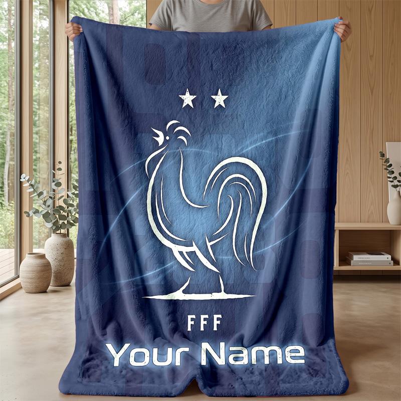 Custom Text Flannel Throw Blanket, Lightweight Cozy Bed Sofa BlanketFrance National Football Team
