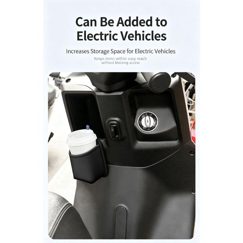 Adhesive Car Door Bin, Faux Leather Cup Storage Tray for Daily Commute Bottle and Small Item Reach in Cars Use