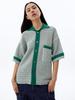Hyii Unisex Crochet Short Sleeve Knit Cardigan [Green]