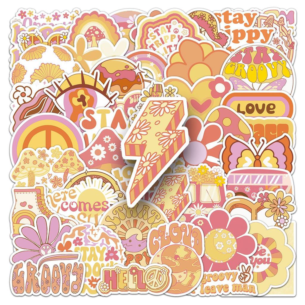 50 Hippie Graffiti Stickers Personalized Boho Decorative Mobile Phone Case Suitcase Stickers