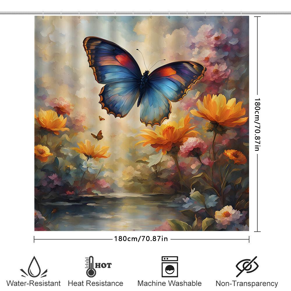 Decorate Your Bathroom With A Touch Of Nature Butterfly Flower Shower Curtain Set For Home Decorators