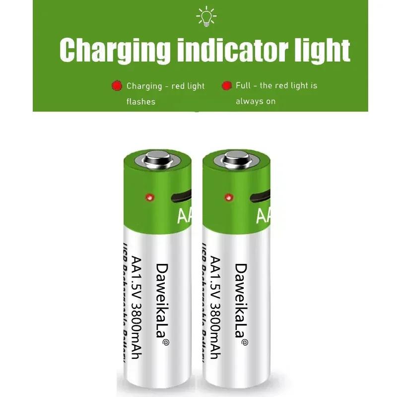 3800 mAh Rechargeable AA 1.5V Alkaline Battery - UN38.3/CE Certified, Environmentally Friendly, Up to 2000 Charge Cycles for Rem
