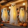 Playful Ghost for Indoor Parties 3 Pcs Lighted Dog Hanging Ornaments, Spooky Halloween Outdoor Flying Yard Ornaments Gauze with LED Light Tree