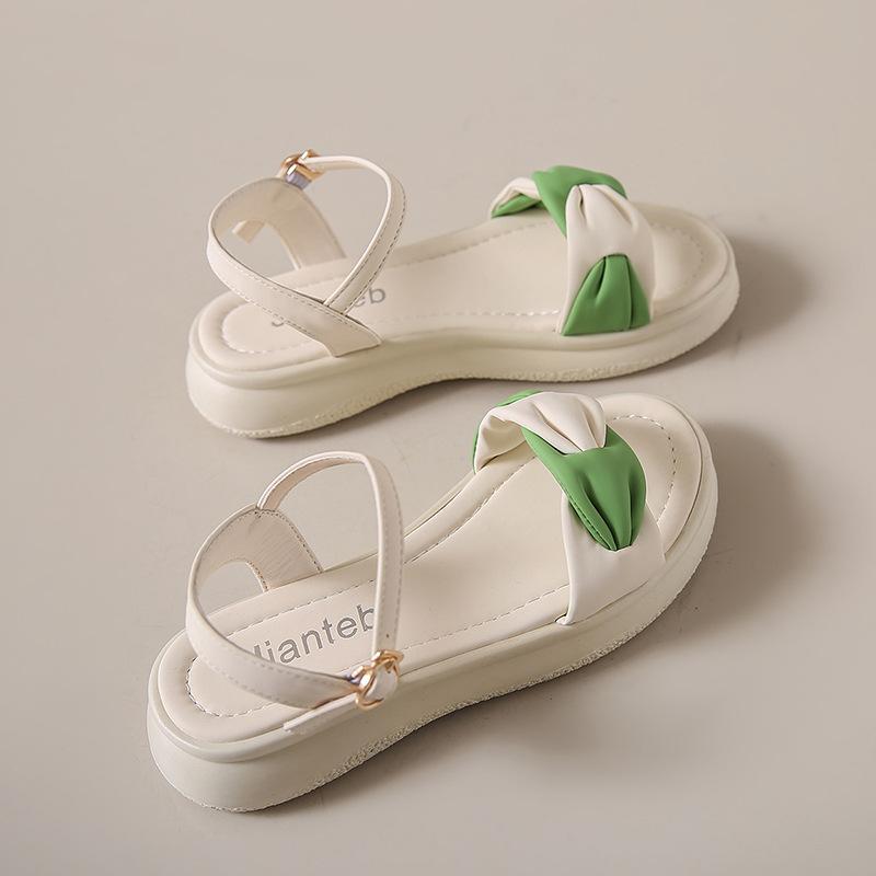 

Sandals women s summer new fashion versatile one-word strap shoes with skirt beach shoes 40 бежевый