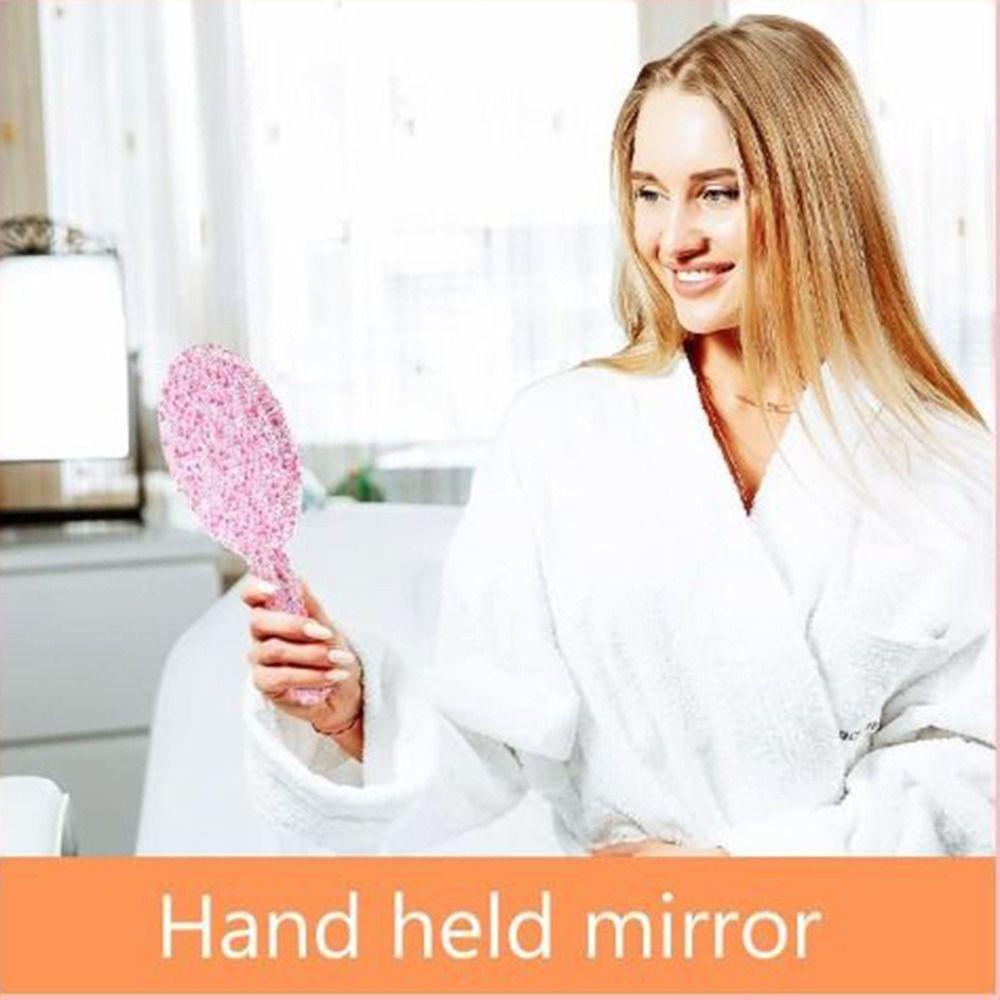 Shiny Love Heart Mirror Rhinestone Hand Cosmetic Mirror Sweet Handheld Makeup Mirror Girl