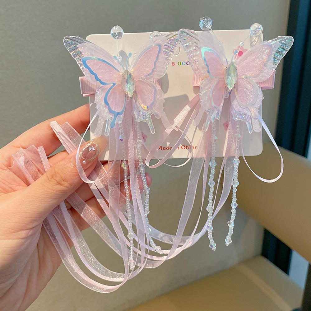 Juego de Horquillas Estilo Chino Hanfu para Niñas - Incluye Pinzas para el Cabello, Borlas Colgantes y Accesorios de Mariposa