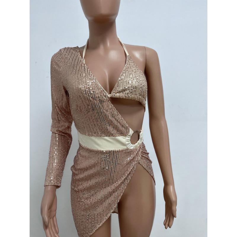 Women's Summer Fashion New Nightclub Hottie Backless Long Sleeved Dress