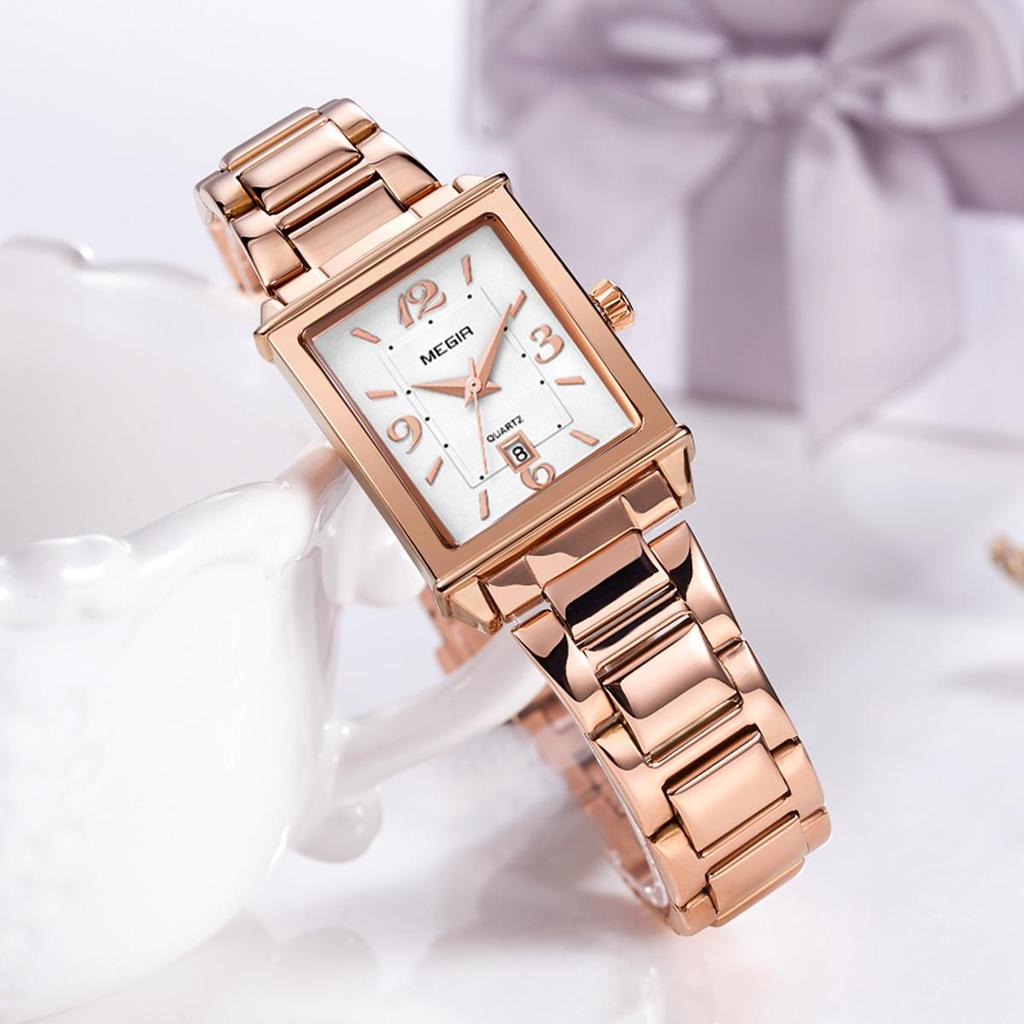Megir Ladies Watches Rose Gold Luxury Women Bracelet Watch for Lovers Fashion Girl Quartz Wristwatch Clock Relogio Feminino 1079
