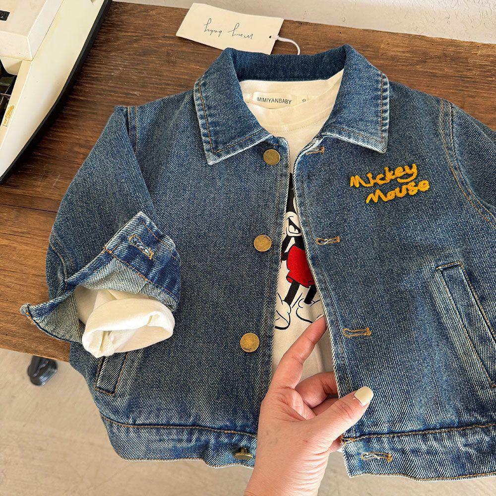 Disney Mickey Kid Cartoon Jacket Baby Soft Denim Jacket Letter Jacket 100