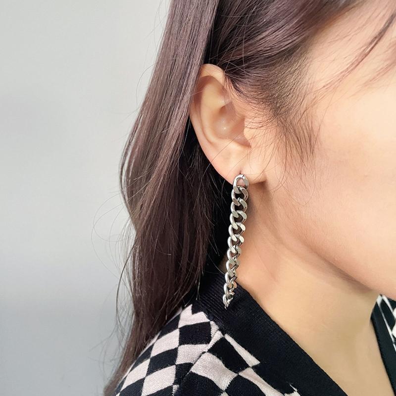 Minimalist Women Silver Gold Hip Hop Style Chain Tassel Earring For Fashion Girl Party Punk Stainless Steel Jewelry Gift