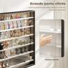 Wall-Mounted Display Case, 6 Adjustable Shelves, 2 Sliding Glass Doors, 80 x 9.5 x 83 cm