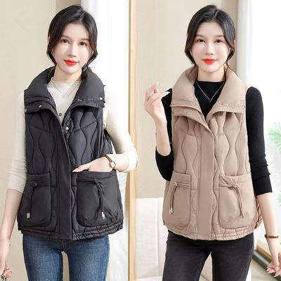 Autumn and Winter Women's Vest Stand Collar Outdoor Thickened Windproof and Warm Student Vest Sleeveless Jacket