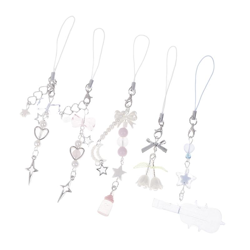 Handmade Beaded Pendant Delicate Phone Charm Lanyard Chain Keychain Pendant For Backpack Wallet Purse