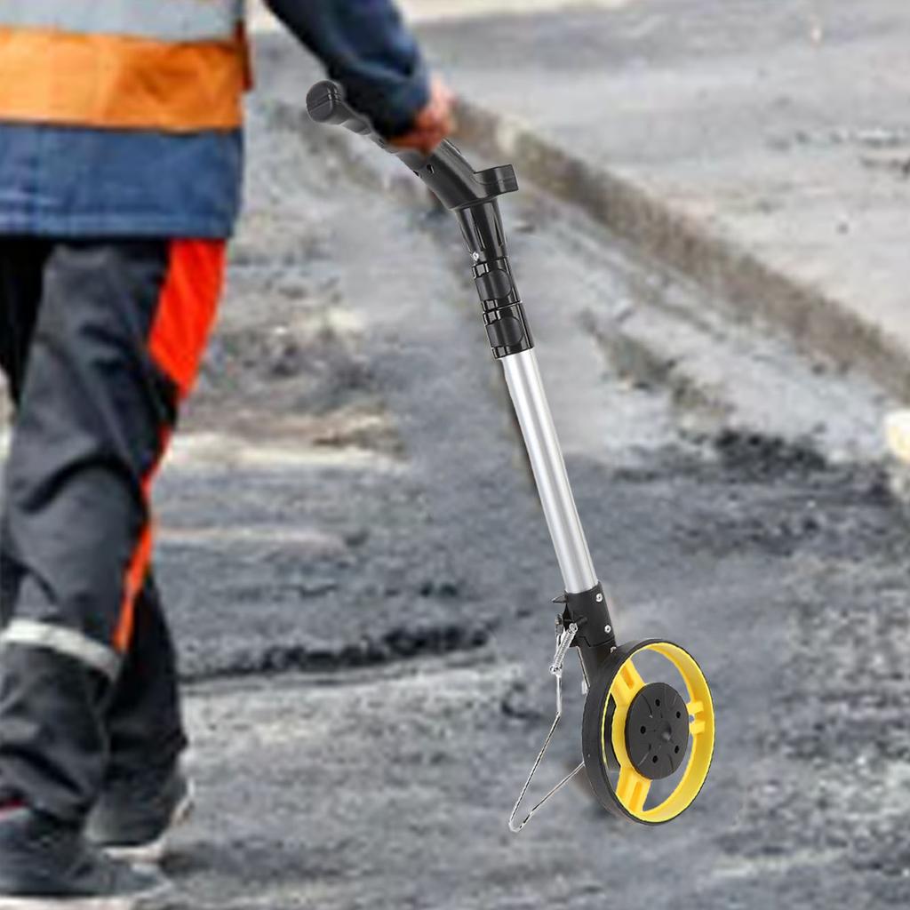 Distance Measuring Wheel Kit 3 Sections Foldable Hand Push Roller Rangefinder Thick Rubber Tire 99999.9M/FT for Site Surveying