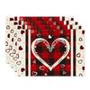 Red Black Love Mother's Day Placemats Set of 4, 12x18 Inch Seasonal Holiday Table Mats for Party Kitchen Dining Decoration