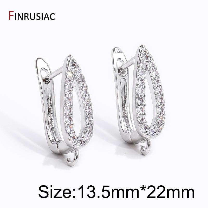 

Wholesale 18K Gold Plated Brass Zircon Earring Hooks Clasp For Women Earwire Shvenzy Earrings Making Accessories Findings 1 pair